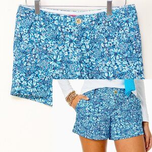 Lilly Pulitzer Callahan Knit Shorts Floral Blooming Together Blue White Size 4